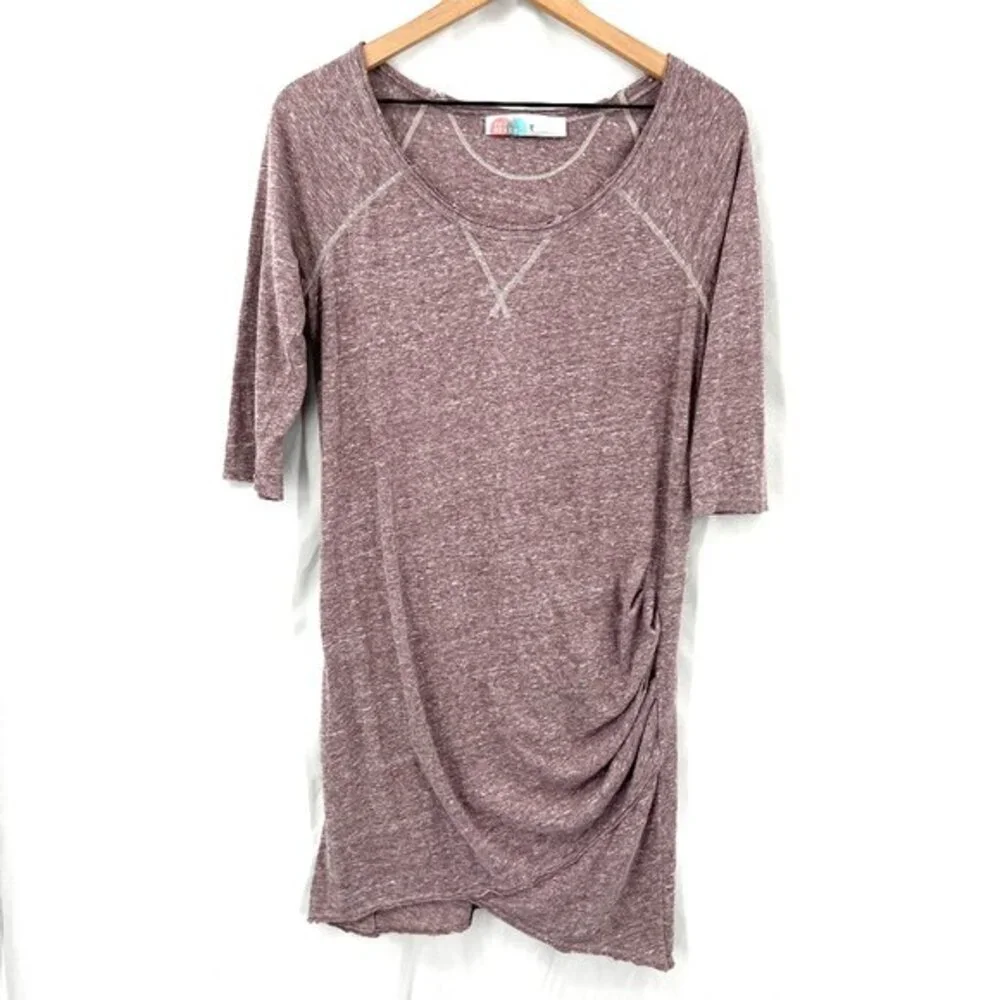 Free People FP beach pullover‎ t-shirt dress 3/4 sleeve casual comfy mauve M